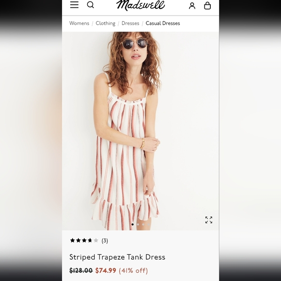 MADEWELL Ruffle Hem Striped Sundress -  Size XS - Picture 15 of 15